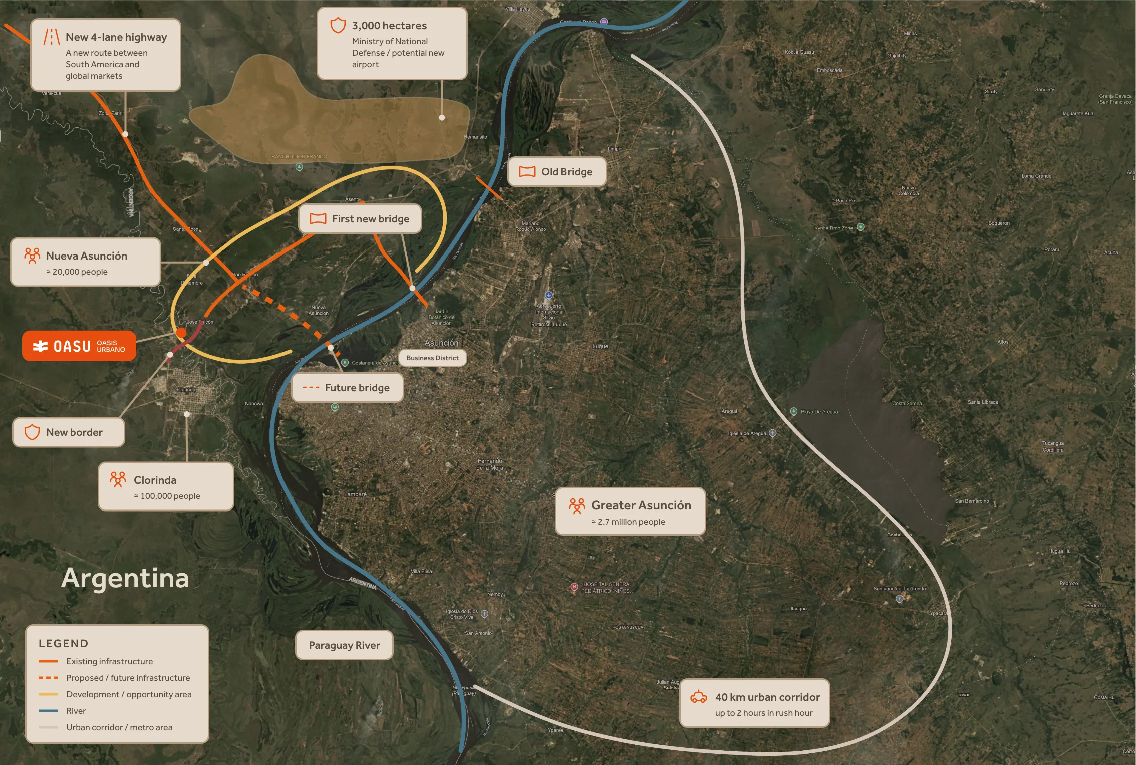 Map of the Nueva Asunción growth corridor west of Asunción, Paraguay