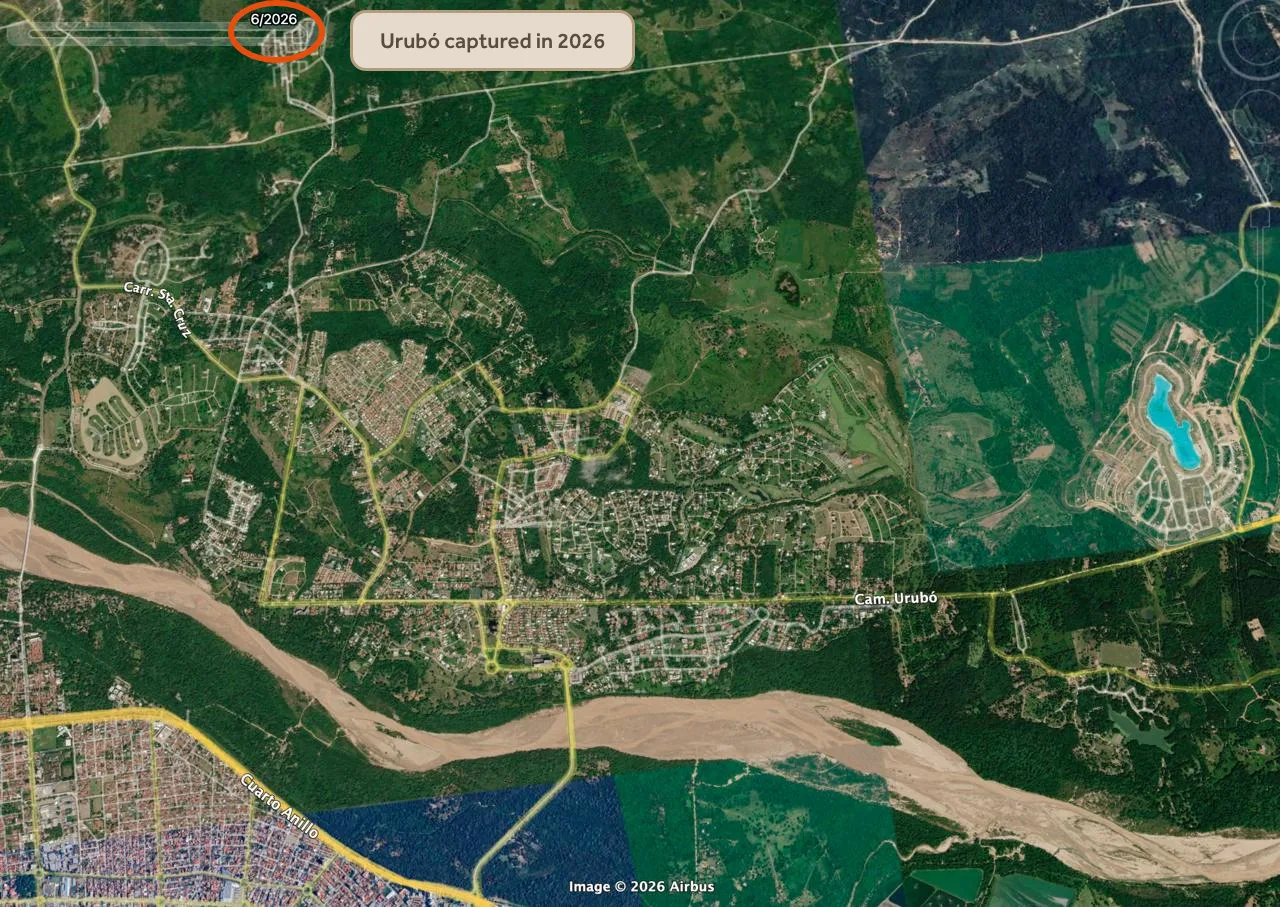 Aerial photo of Urubo, Bolivia, today, after two decades of development